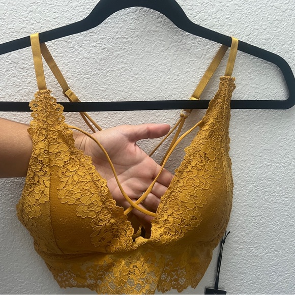 NWT Doe & Rae Mustard Yellow Strappy Bralette one size - Picture 2 of 4